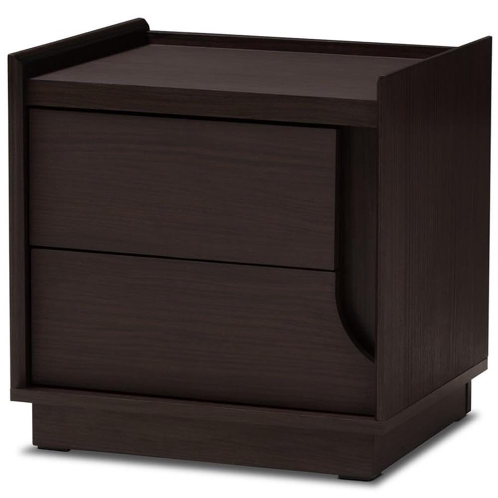 Baxton Studio Larsine Modern and Contemporary Brown Finished 2-Drawer Nightstand